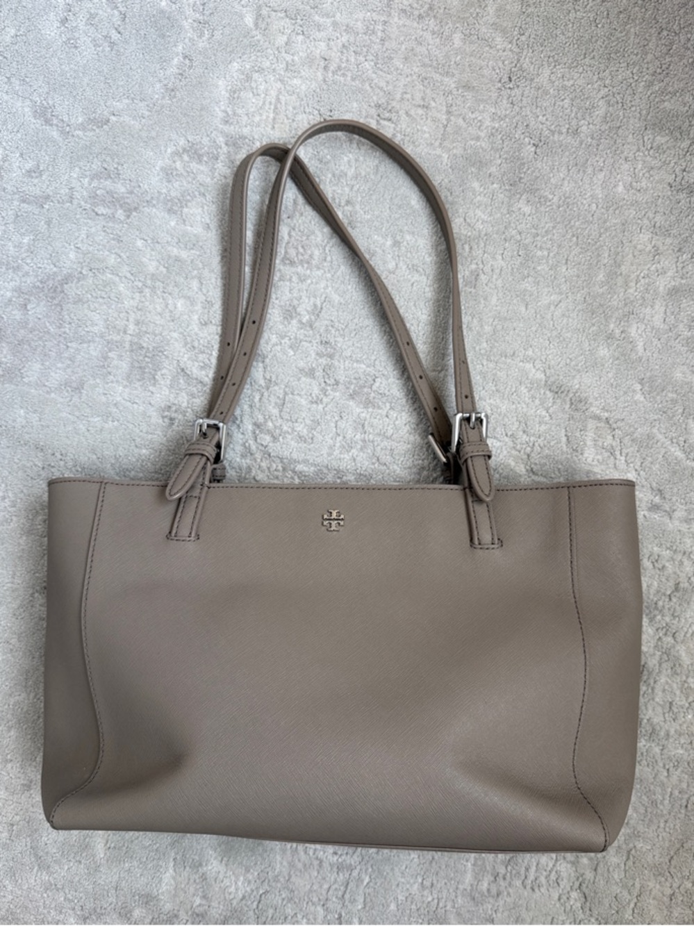 Tory Burch Taupe Leather Shoulder Tote